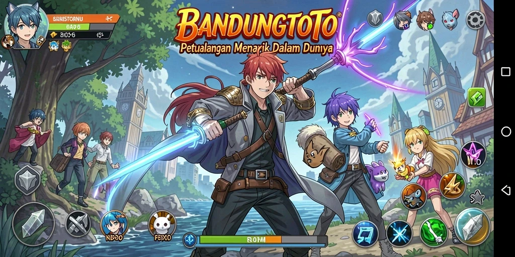 Screenshot gameplay BANDUNGTOTO menunjukkan aksi seru karakter anime.