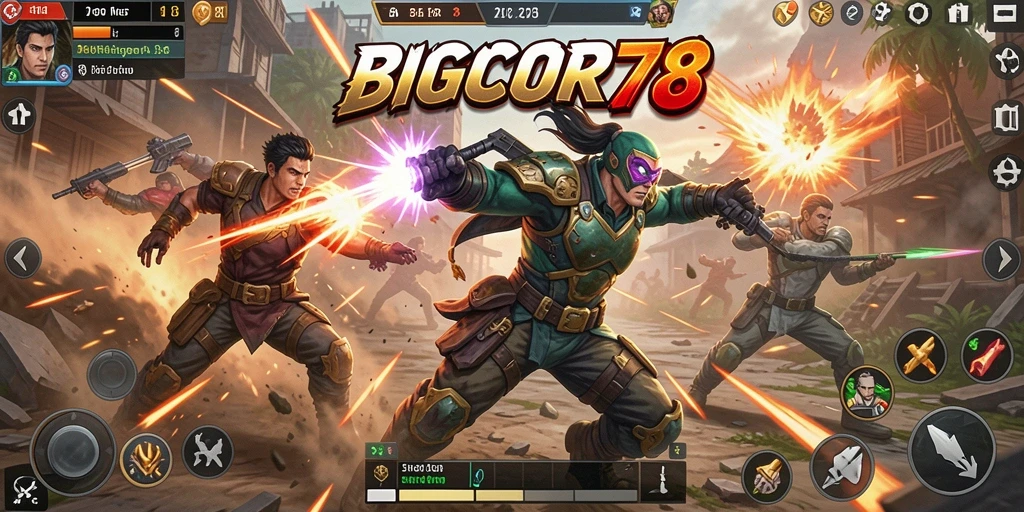 Tampilan gameplay action menegangkan di BIGCOR78.
