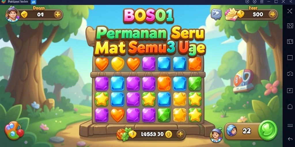 Screenshot menunjukkan gameplay seru dan berwarna-warni dari BOS01.