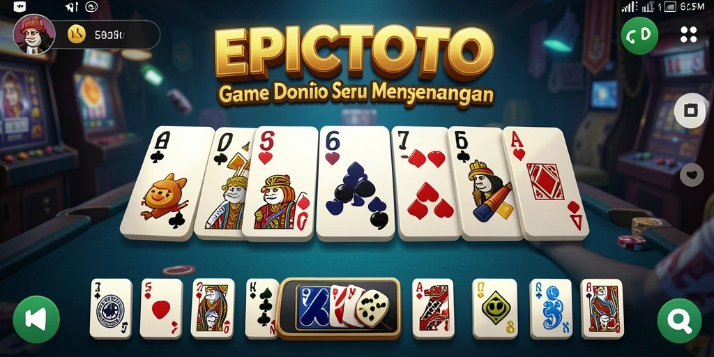 Tampilan gameplay seru di EPICTOTO dengan kartu domino.
