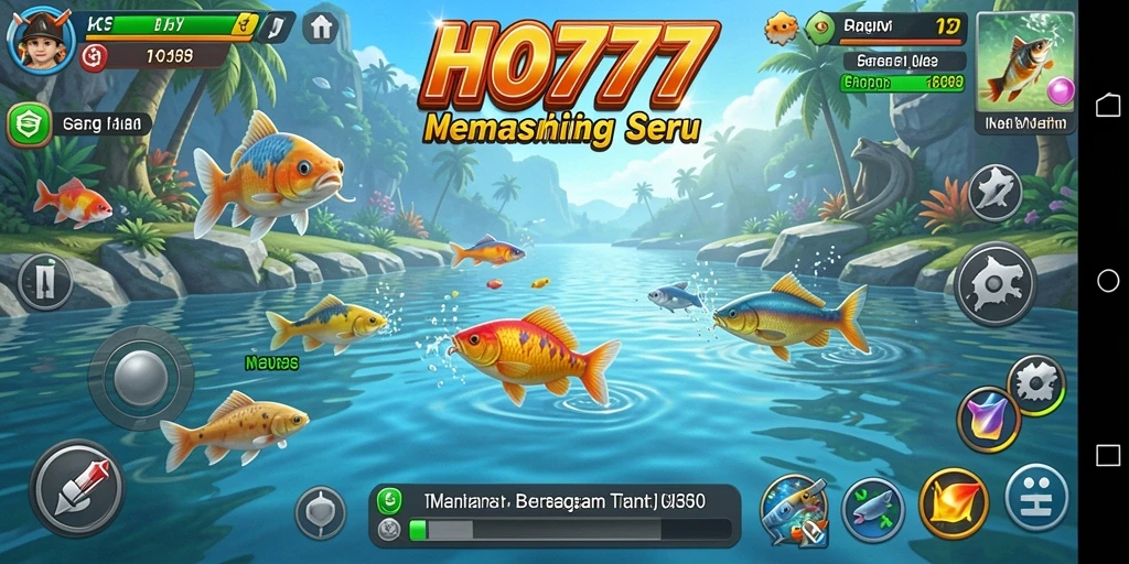 Screenshot HO777 menampilkan momen memancing yang seru di lautan.