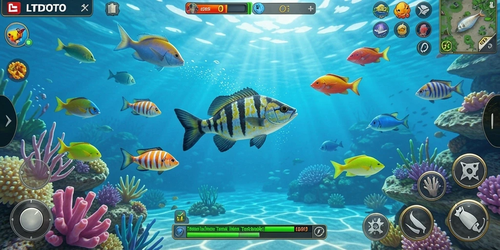 Screenshot gameplay LTDTOTO yang menampilkan penembakan ikan yang seru.