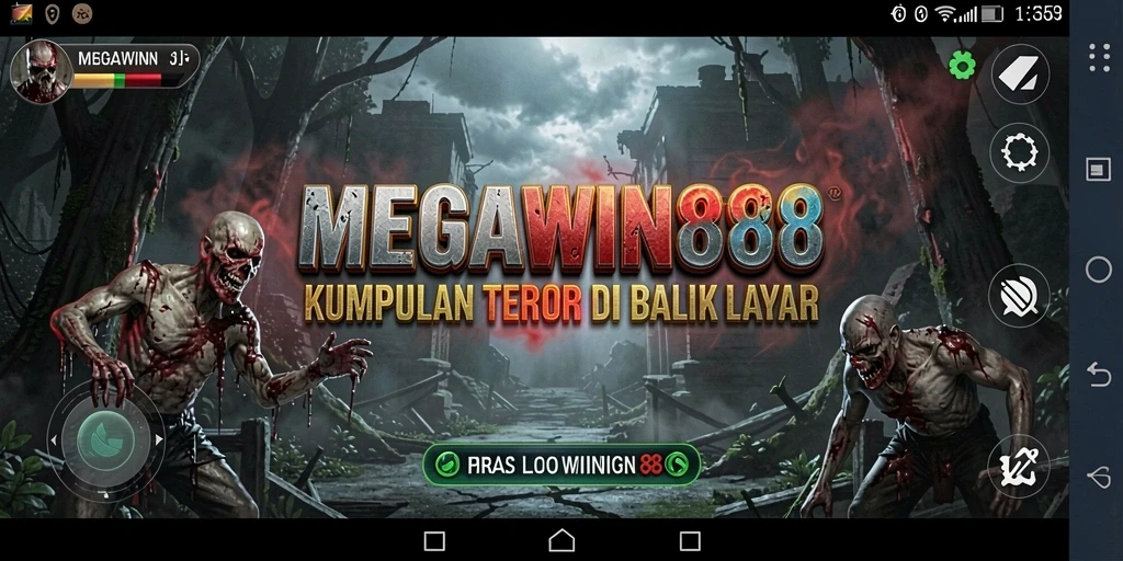 Screenshot gameplay MEGAWIN888 yang menampilkan suasana horor yang mencekam.