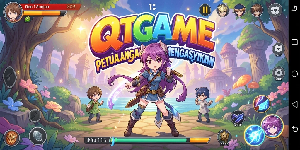 Tampilan gameplay QTGAME yang memukau dengan karakter Anime.