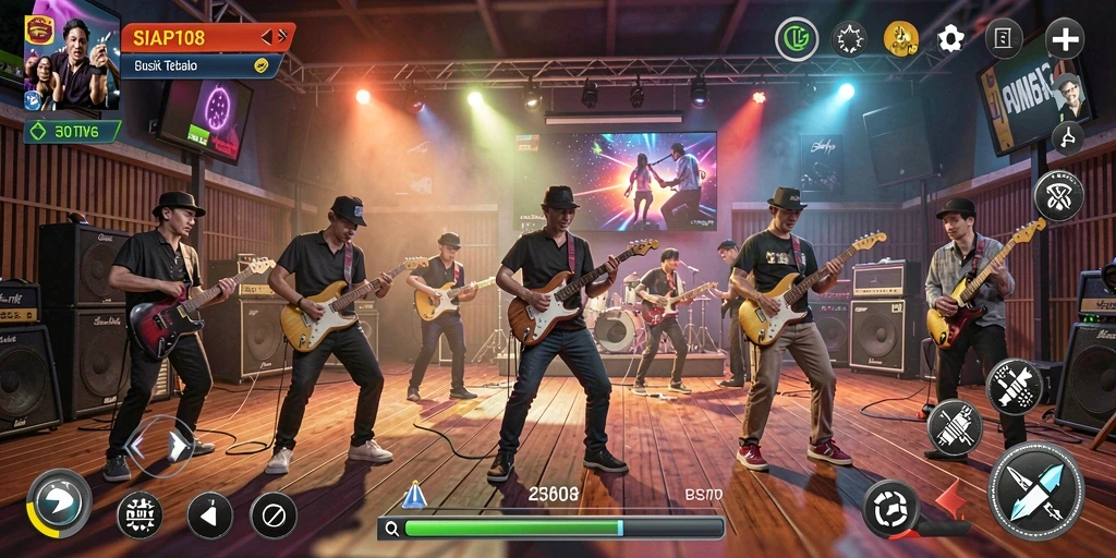 Screenshot SIAP108 menampilkan gameplay seru dengan banyak pilihan lagu.