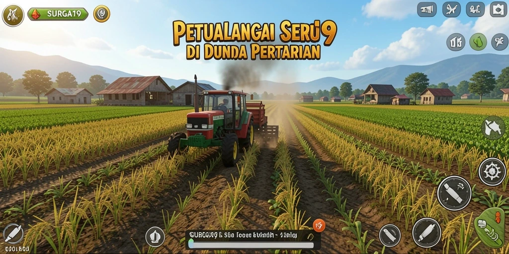 Tangkapan layar gameplay SURGA19 dengan aktivitas bertani yang seru.