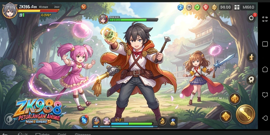 Tampilan gameplay seru dengan karakter Anime yang menarik.