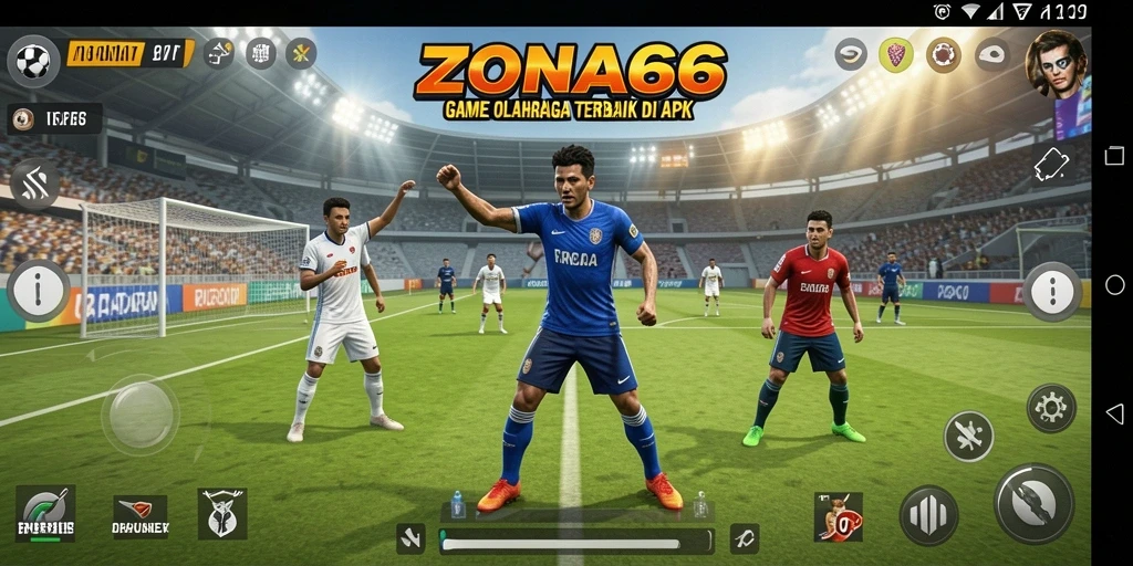 Tampilan gameplay ZONA66 dengan aksi olahraga yang seru.